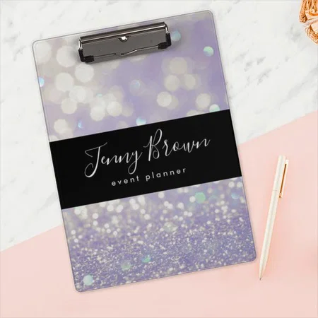 Crystal Glitter Pastel Monogram Customized Photo Printed Exam Board