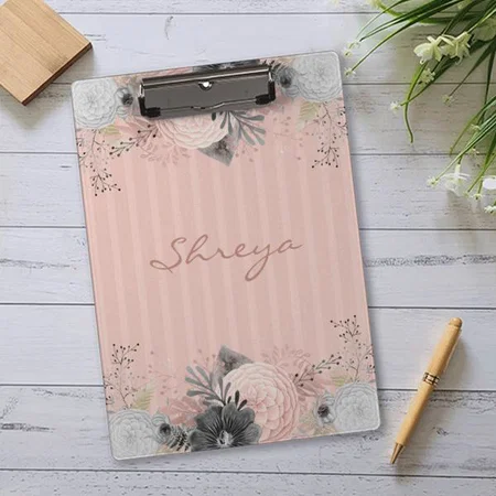 Blush Pink Floral Design Customized Photo Printed Exam Board