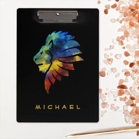 King Of The Jungle Lion Watercolor Name Monogram Customized Photo Printed Exam Board