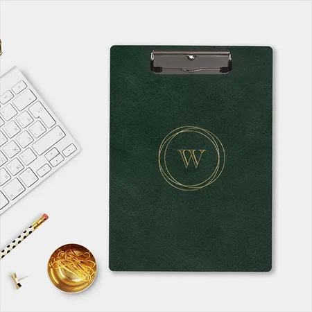 Gold Geometric Circles Green Monogram Customized Photo Printed Exam Board