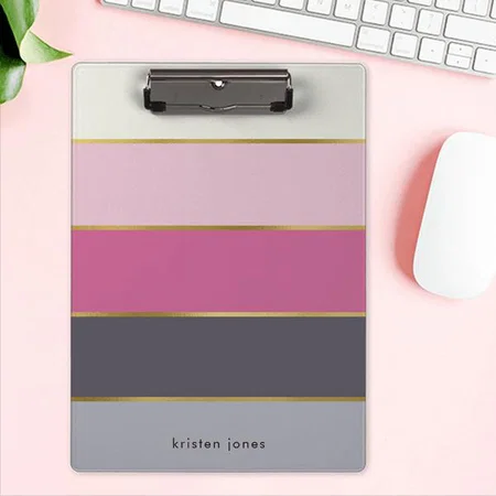 Modern Stripes Monogram Design Customized Photo Printed Exam Board
