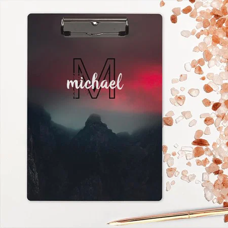 Burning clouds, fog and mountains monogram Customized Photo Printed Exam Board