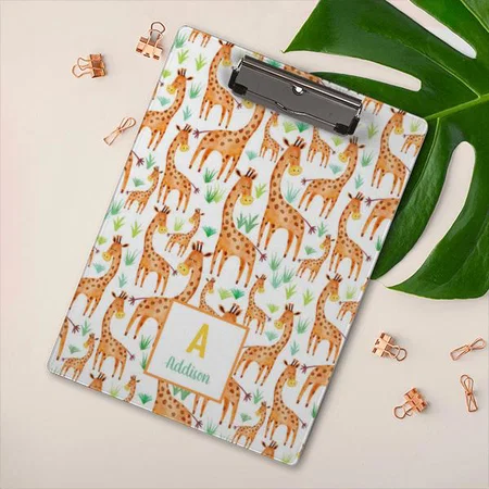 Beautiful Watercolor Giraffe Animal Customized Photo Printed Exam Board