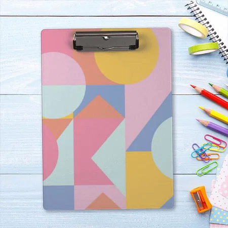 Cute Colorful Geometric Shapes Collage Artwork Customized Photo Printed Exam Board