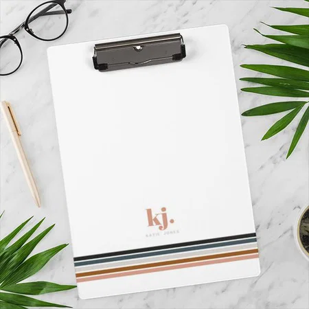 Chic Retro Stripes Monogram Customized Photo Printed Exam Board