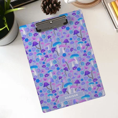 Dreamy Mushrooms & Flowers Purple Turquoise Customized Photo Printed Exam Board