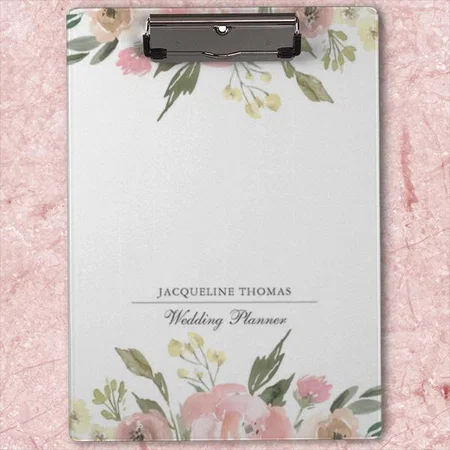 Elegant Blush Pink Floral Design Customized Photo Printed Exam Board