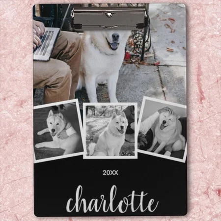 White Black Trendy Photo Collage Customized Photo Printed Exam Board