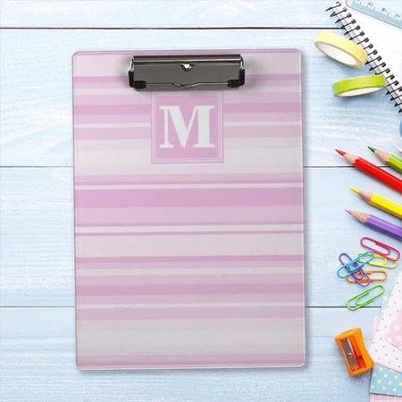 Baby Pink Monogram Customized Photo Printed Exam Board