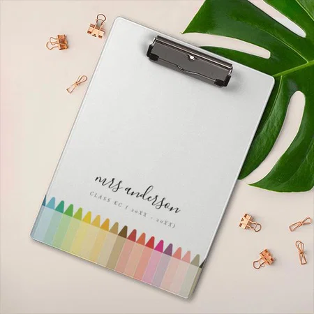Modern Kids Teacher Colorful Rainbow Crayon Colors Customized Photo Printed Exam Board