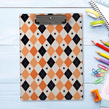 Halloween Orange & Black Spider Pattern Customized Photo Printed Exam Board