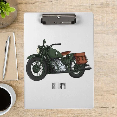 Military Cruiser Motorcycle Cartoon Illustration Customized Photo Printed Exam Board