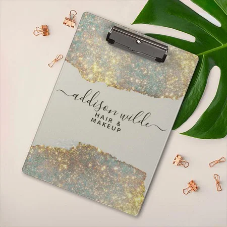 Holographic Modern Glam Glitter Customized Photo Printed Exam Board
