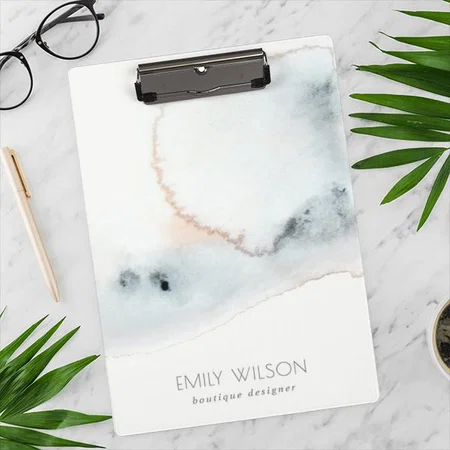 Elegant Soft Aqua Blue Gold Watercolor Customized Photo Printed Exam Board