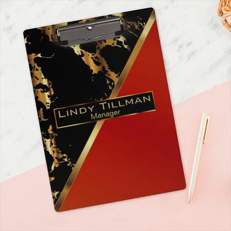Red, Black and Gold Marble Design Customized Photo Printed Exam Board
