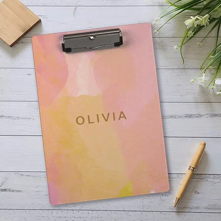 Pink and Gold Watercolor Abstract Painting Customized Photo Printed Exam Board