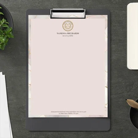 Elegant Pink & Gray Marble Customized Printed Letterheads