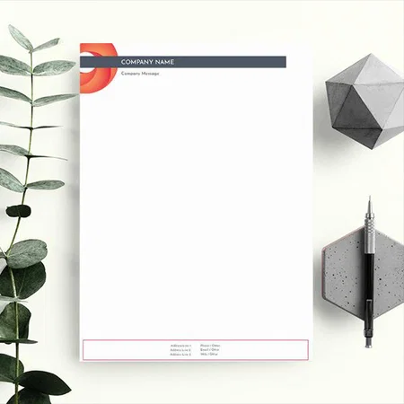 Orange And Blue Customized Printed Letterheads