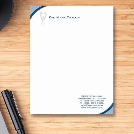 Blue Line Curve Design Customized Printed Letterheads