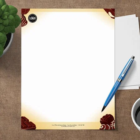 Chocolate And Rose Customized Printed Letterheads
