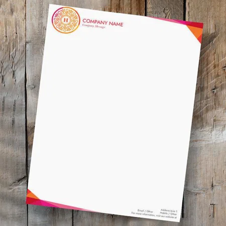 Orange Pink Line Design Customized Printed Letterheads