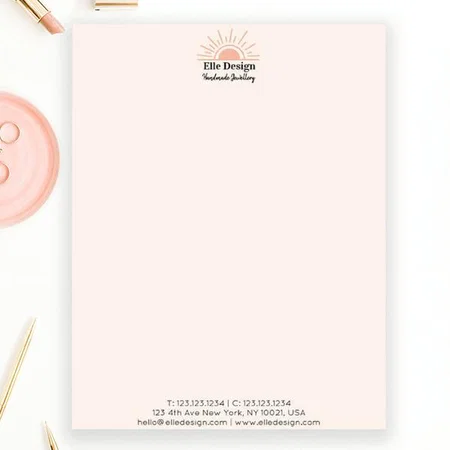 Modern Blush Pink Customized Printed Letterheads