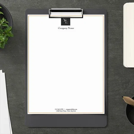 Modern Black White Gold Line Customized Printed Letterheads