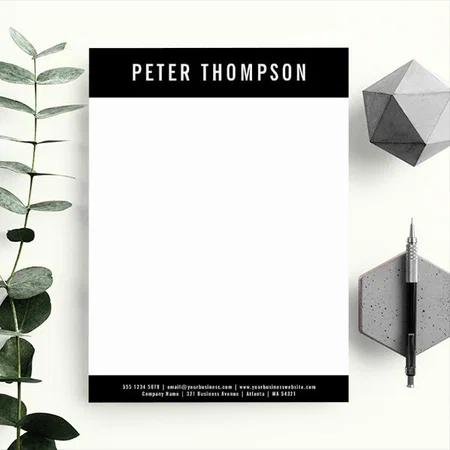 Modern Black Minimalist Customized Printed Letterheads