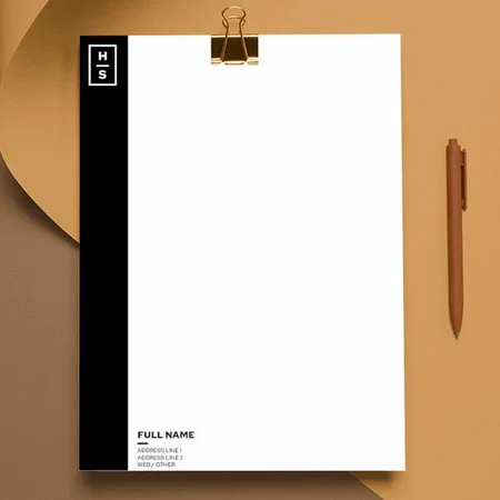 Modern & Simple Black White Customized Printed Letterheads