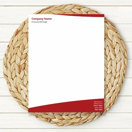 Modern Red Curve Line Design Customized Printed Letterheads