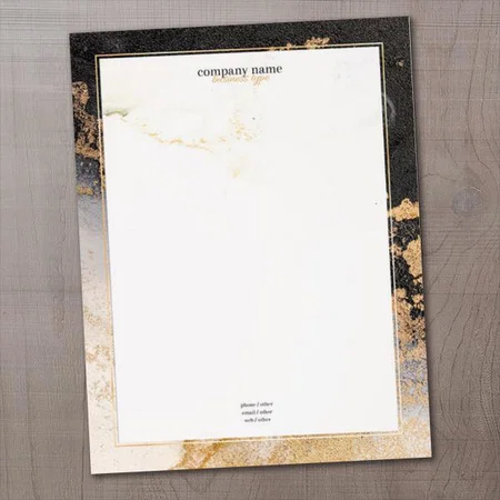 Black And Gold Abstract Art Design Customized Printed Letterheads