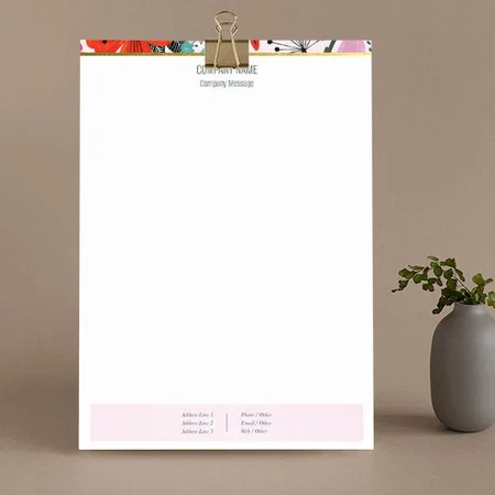 Floral Design Customized Printed Letterheads