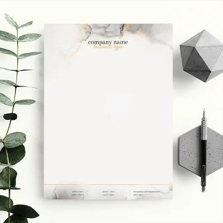 Modern White And Gold Customized Printed Letterheads