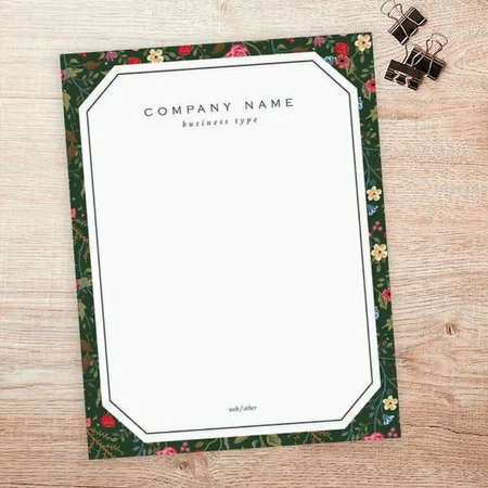 Floral Green Customized Printed Letterheads