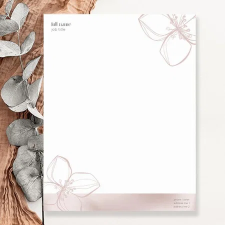 Pink Floral Customized Printed Letterheads