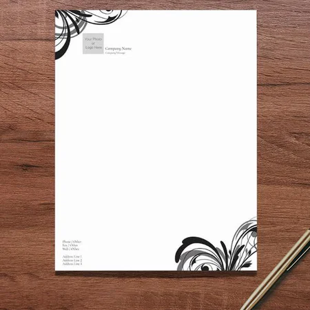 Swirl Floral Design Customized Printed Letterheads