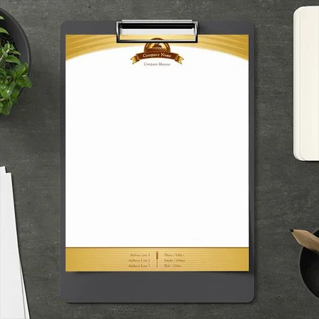 Gold Curve Line Customized Printed Letterheads