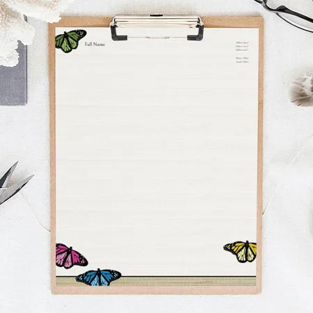 Cute Butterfly Customized Printed Letterheads