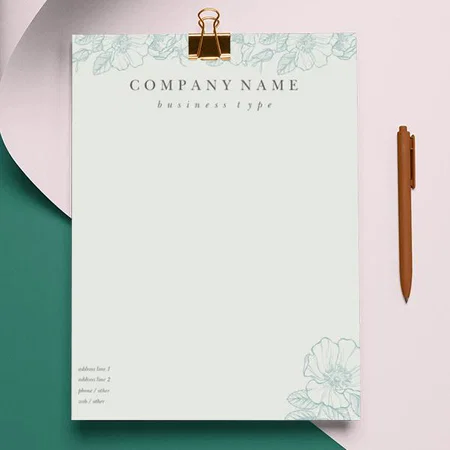 Elegant Floral Design Customized Printed Letterheads