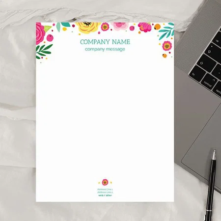 Colorful Floral Design Customized Printed Letterheads
