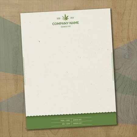 Modern Green Leaf Design Customized Printed Letterheads