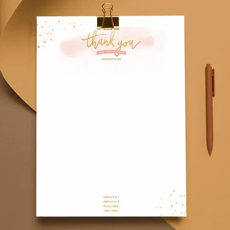 Pink Watercolor Design Customized Printed Letterheads