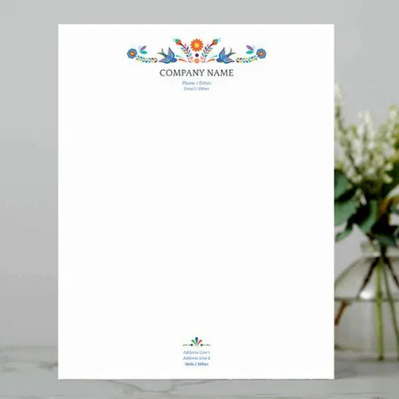 Floral Art Design Customized Printed Letterheads