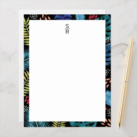 Tropical Floral Design Customized Printed Letterheads