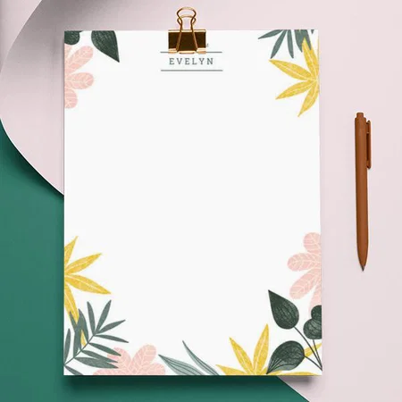 Floral Abstracts Leaf Design Customized Printed Letterheads
