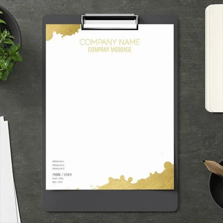 Gold Floral Art Design Customized Printed Letterheads
