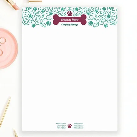 Paw Purple And Blue Design Customized Printed Letterheads