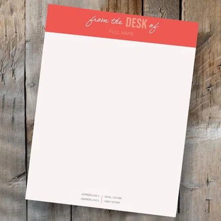 Simple Pink White Customized Printed Letterheads