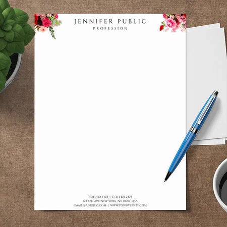 Modern Floral Design Customized Printed Letterheads