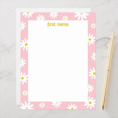 Pink And White Floral Customized Printed Letterheads